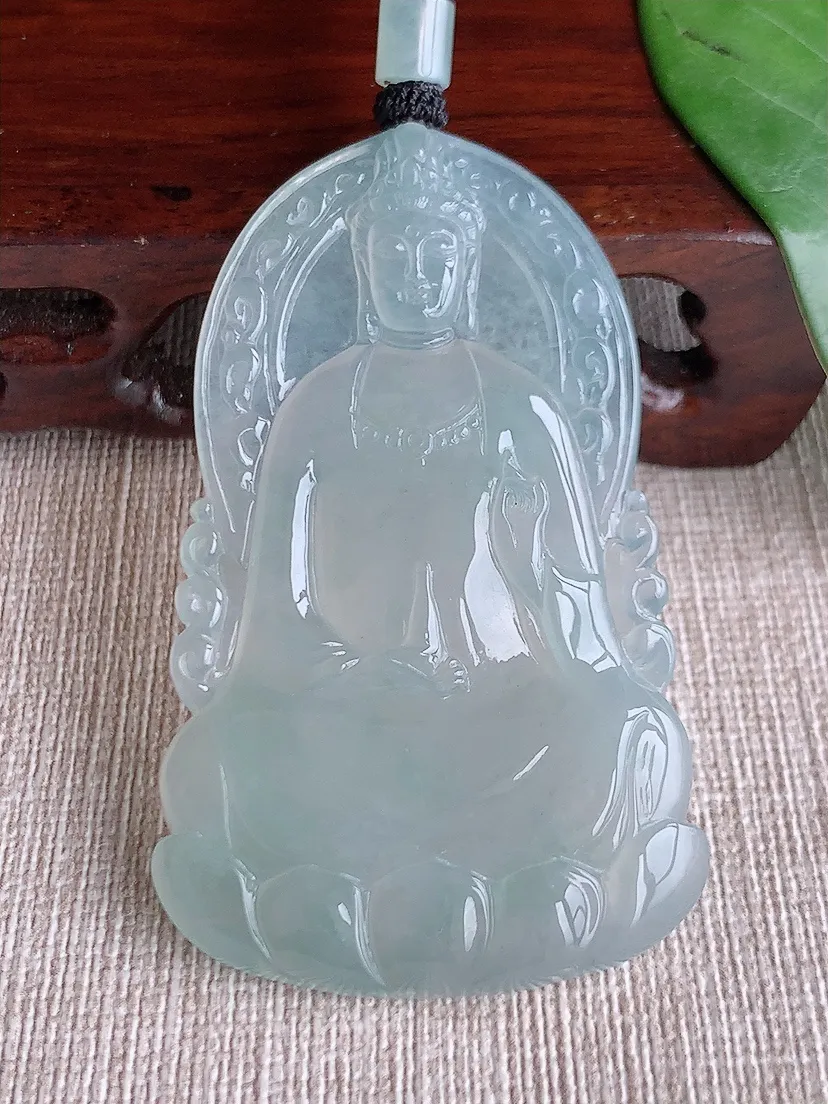 天然A货翡翠晴水观音吊坠尺寸59.8×36.6×5.7m量29.90g 0601