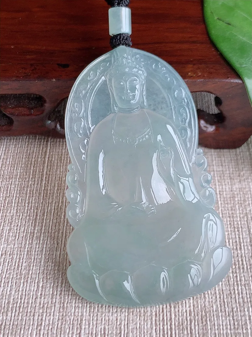 天然A货翡翠晴水观音吊坠尺寸59.8×36.6×5.7m量29.90g 0601