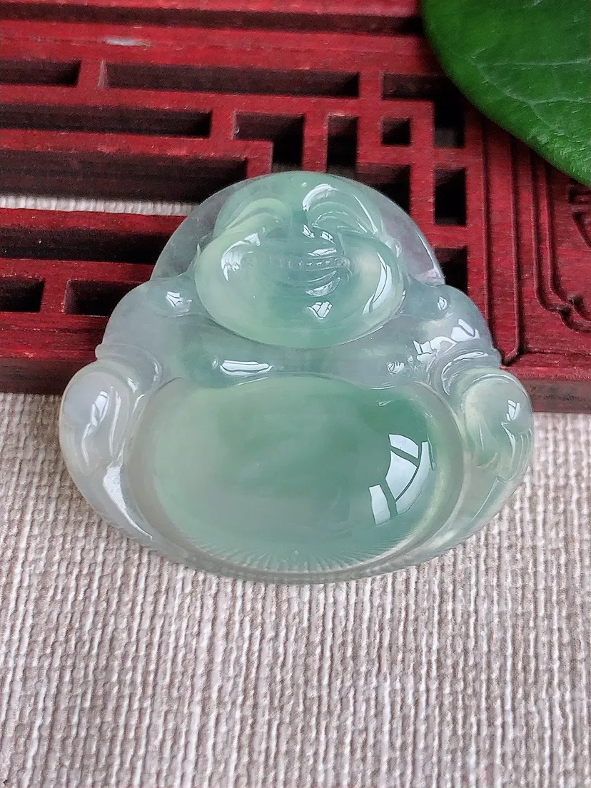 天然A货翡翠晴水佛公吊坠尺寸30.8×34.7×7m量10.58g 0601
