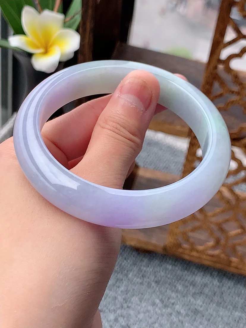 天然A货翡翠紫罗兰正装正圈手镯59-60大圈口尺寸59×13×8.8m量70.90g 0531