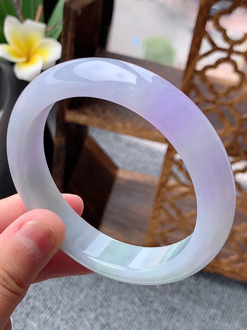 天然A货翡翠紫罗兰正装正圈手镯59-60大圈口尺寸59×13×8.8m量70.90g 0531