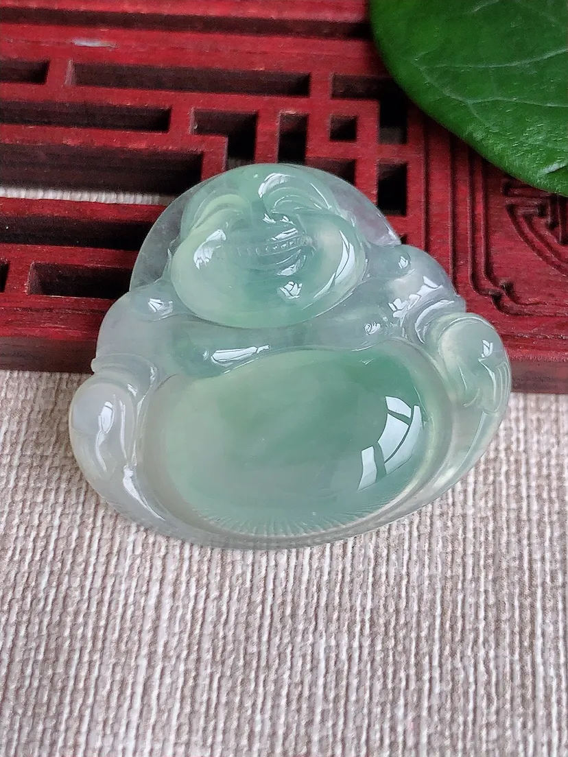 天然A货翡翠晴水佛公吊坠尺寸30.8×34.7×7m量10.58g 0601