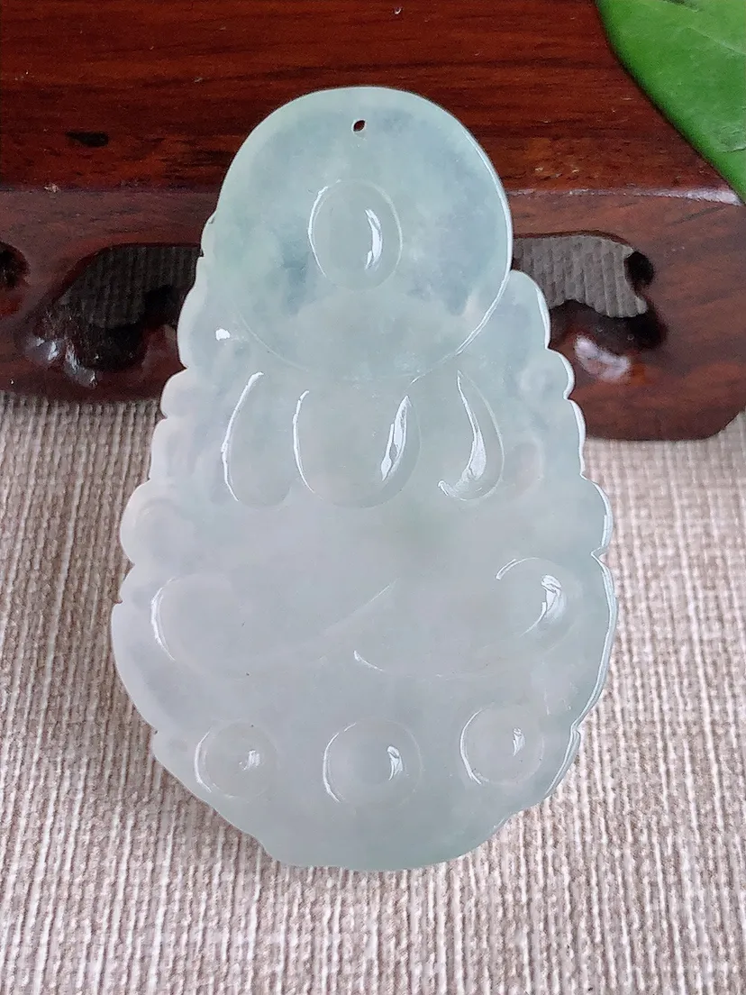 天然A货翡翠白月光虚空藏菩萨吊坠尺寸50.3×32×5.8m量17.10g 0602