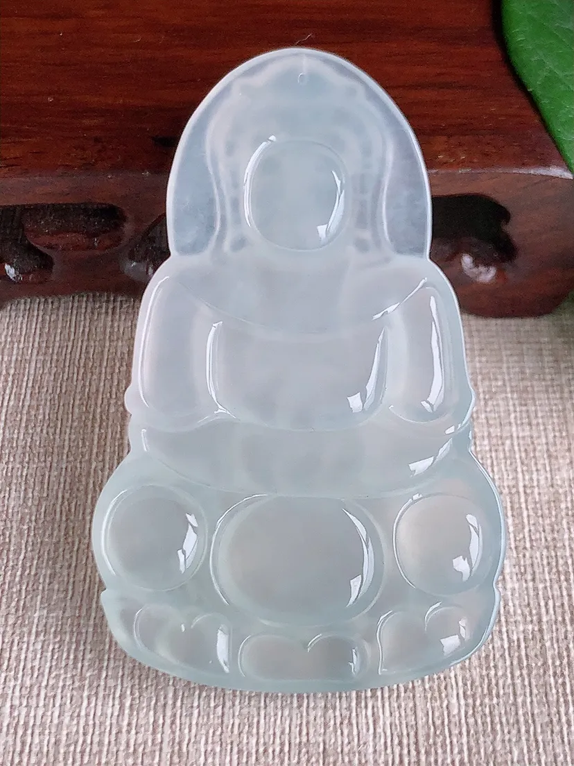 天然A货翡翠白月光大正装观音吊坠 尺寸68.5×42×6m量30.90g 0603