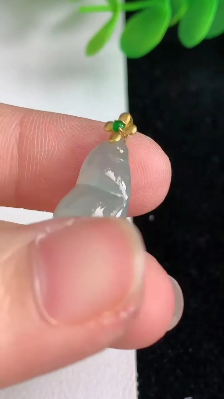 天然A货翡翠种福豆吊坠，尺寸26.7-11-5.7，重量:3.01g
6月6日
