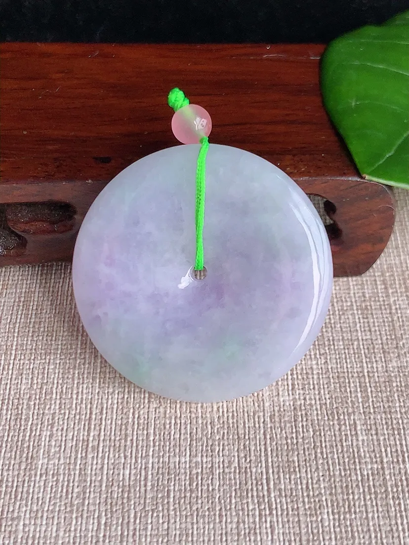 天然A货翡翠紫罗兰大平安扣吊坠 尺寸41.7×5.6m量23.78g 0606