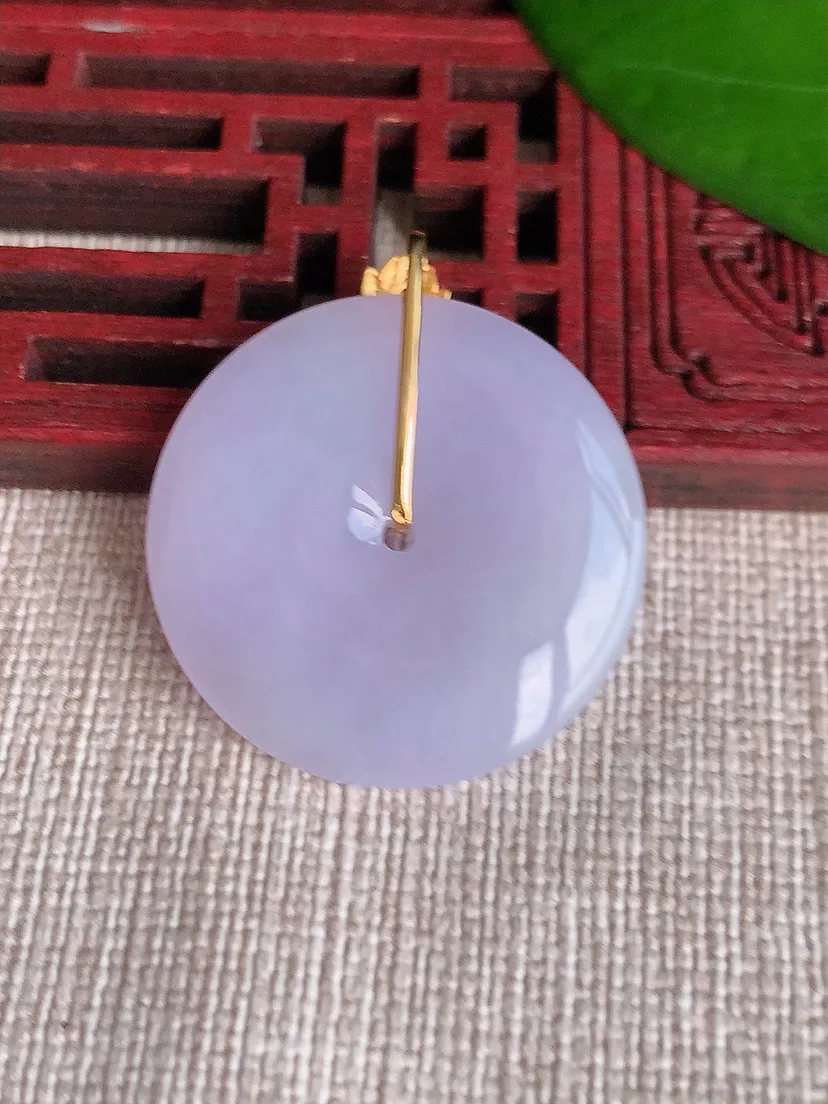 天然A货翡翠18K紫罗兰平安扣吊坠尺寸26.8×4.2m量7.23g 0606
