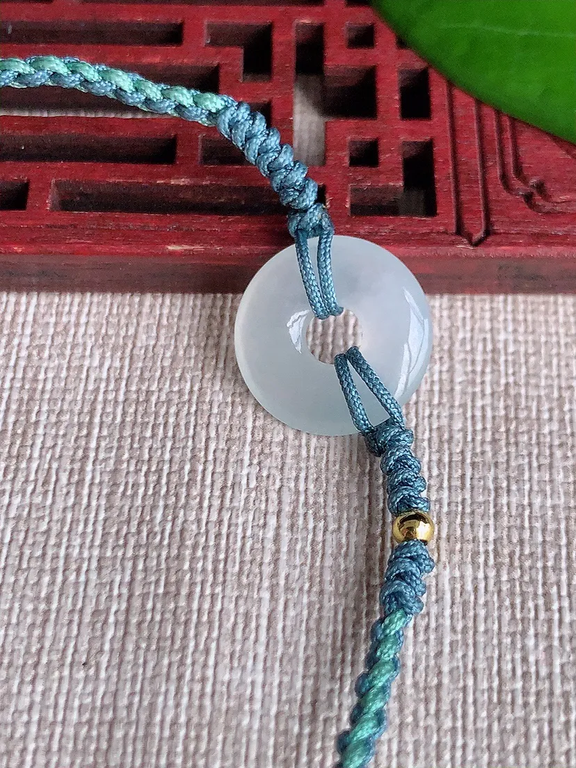 天然A货翡翠冰种白月光平安环手链 尺寸15×3mm 重量2.07g 0606