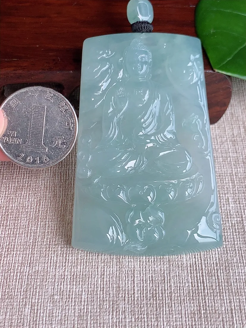 天然A货翡翠晴水大日如来吊坠尺寸70×43.2×8m量60.75g 0606