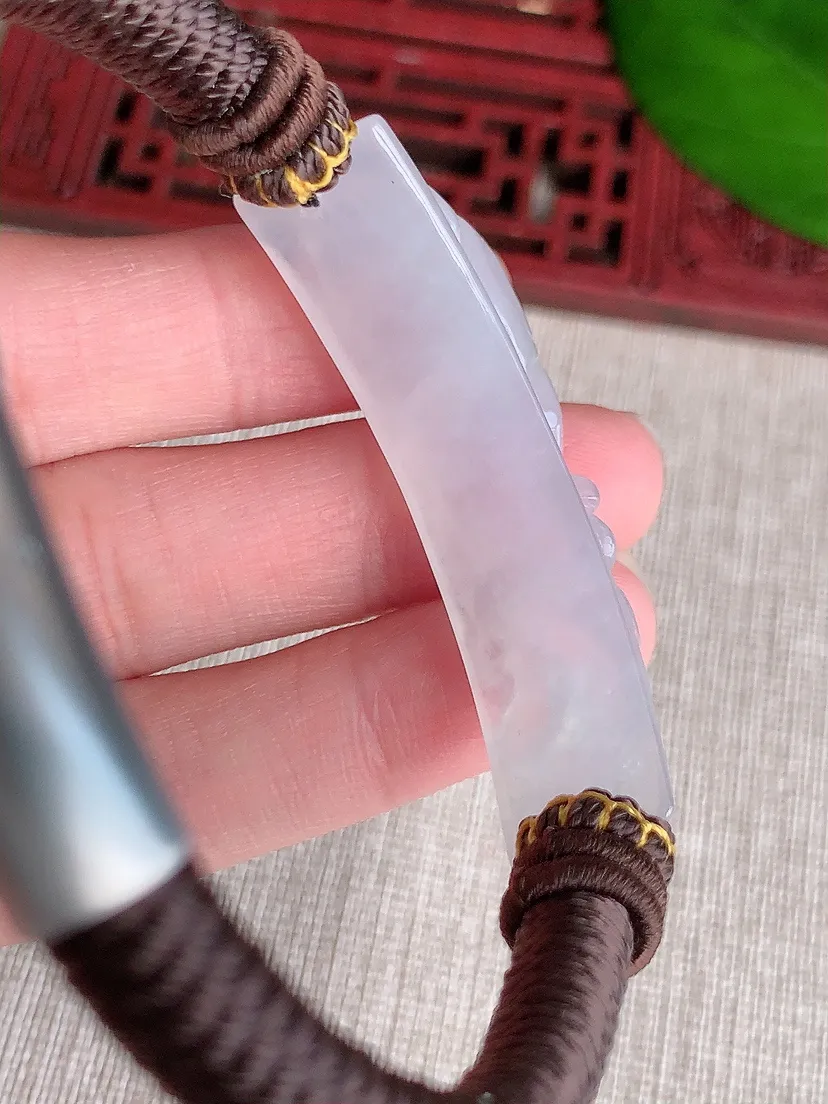 天然A货翡翠白月光凤凰手牌尺寸47.7×11.6×10m量23.67g 0606