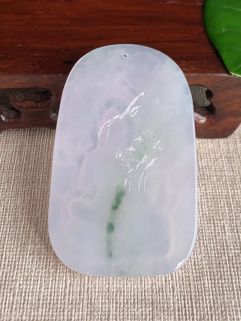 天然A货翡翠飘花虚空藏菩萨吊坠尺寸59.7×36.3×5.7m量27.03g 0606