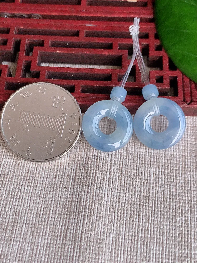 天然A货翡翠紫罗兰平安环吊坠一对尺寸15.5×2.4m量3.16g 0606