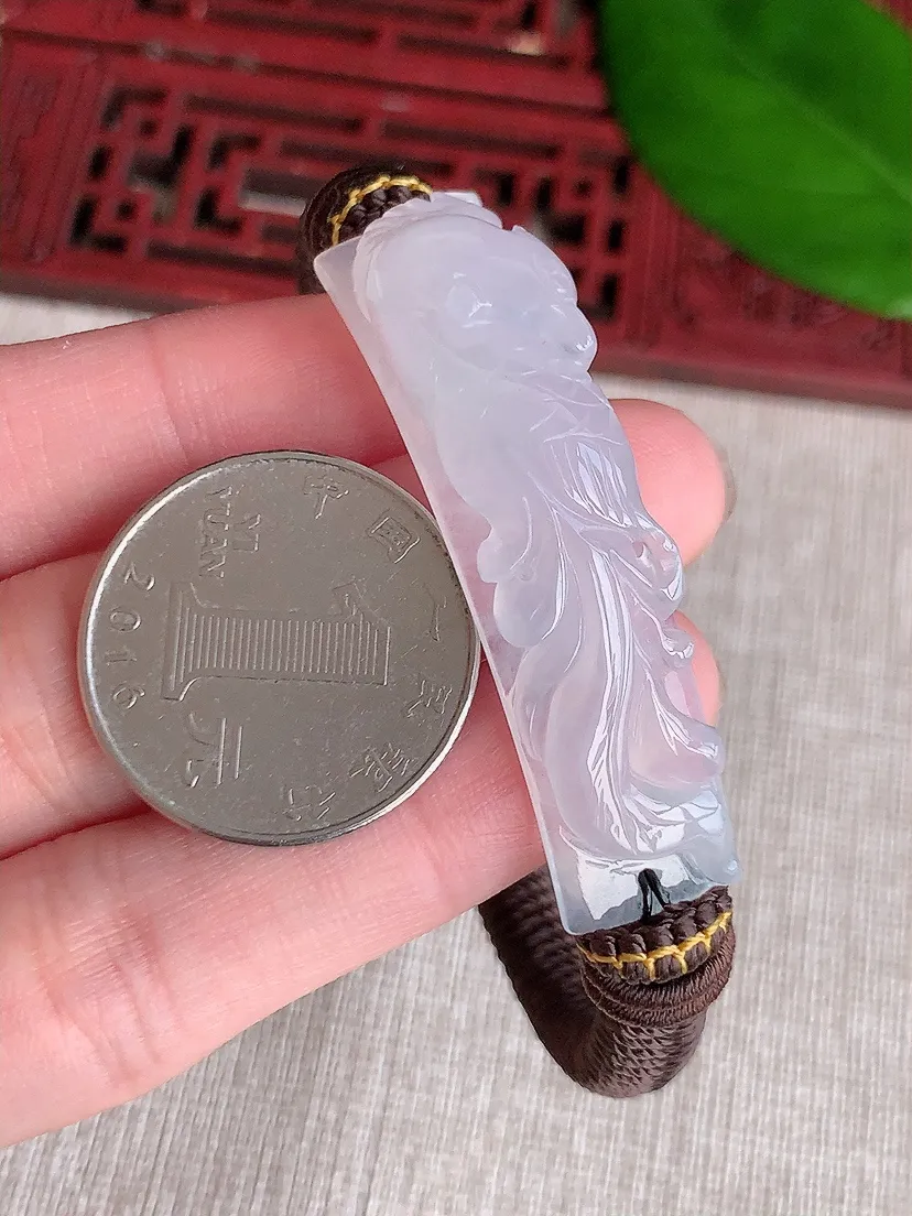 天然A货翡翠白月光凤凰手牌尺寸47.7×11.6×10m量23.67g 0606