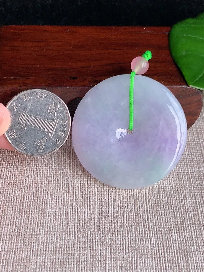 天然A货翡翠紫罗兰大平安扣吊坠 尺寸41.7×5.6m量23.78g 0606