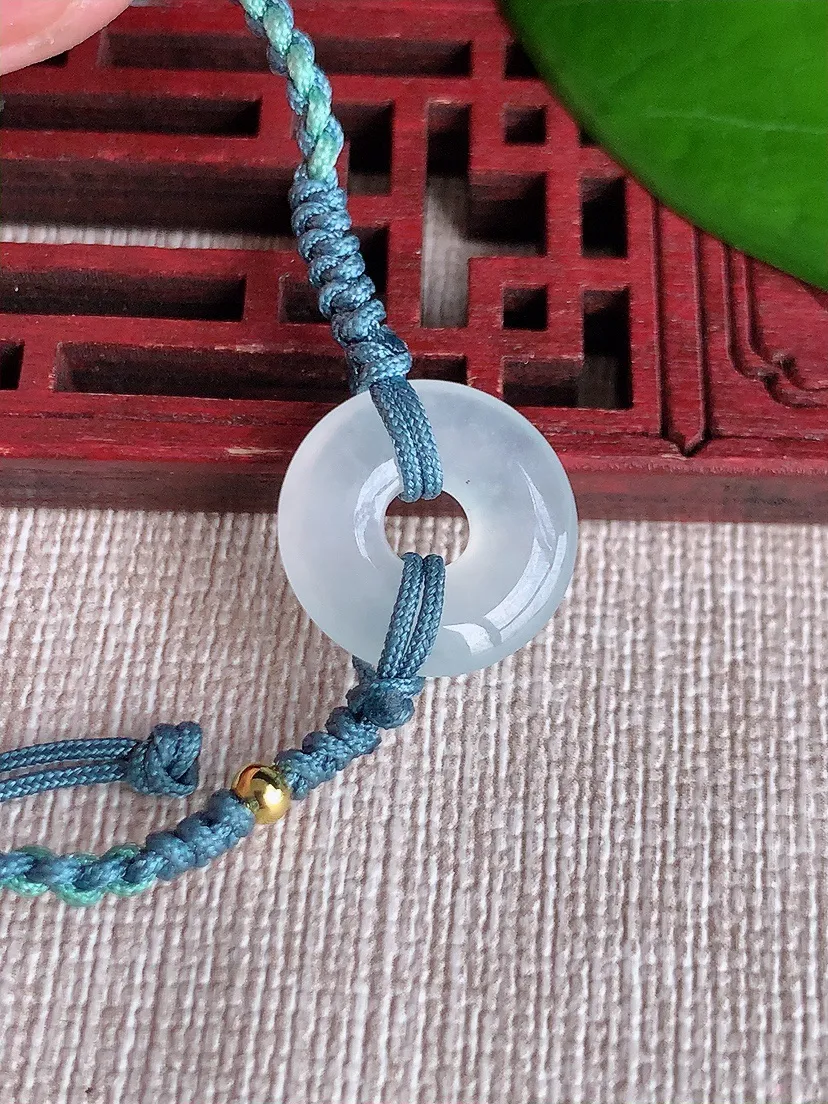 天然A货翡翠冰种白月光平安环手链 尺寸15×3mm 重量2.07g 0606