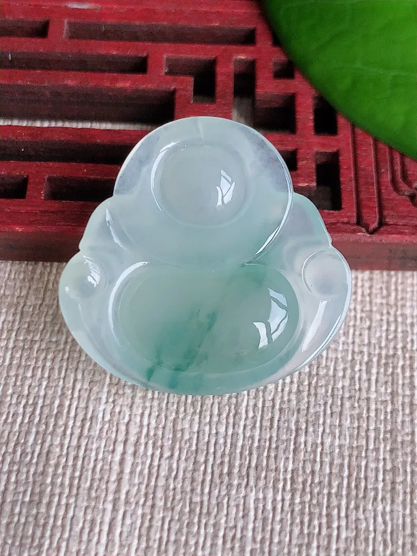 天然A货翡翠飘花佛公吊坠尺寸26.7×28×5.8m量6.28g 0608