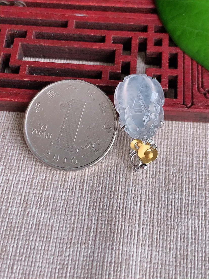 天然A货翡翠18K白月光招财貔貅吊坠尺寸25.7×17.5×13×7.8m量3.00g 0608