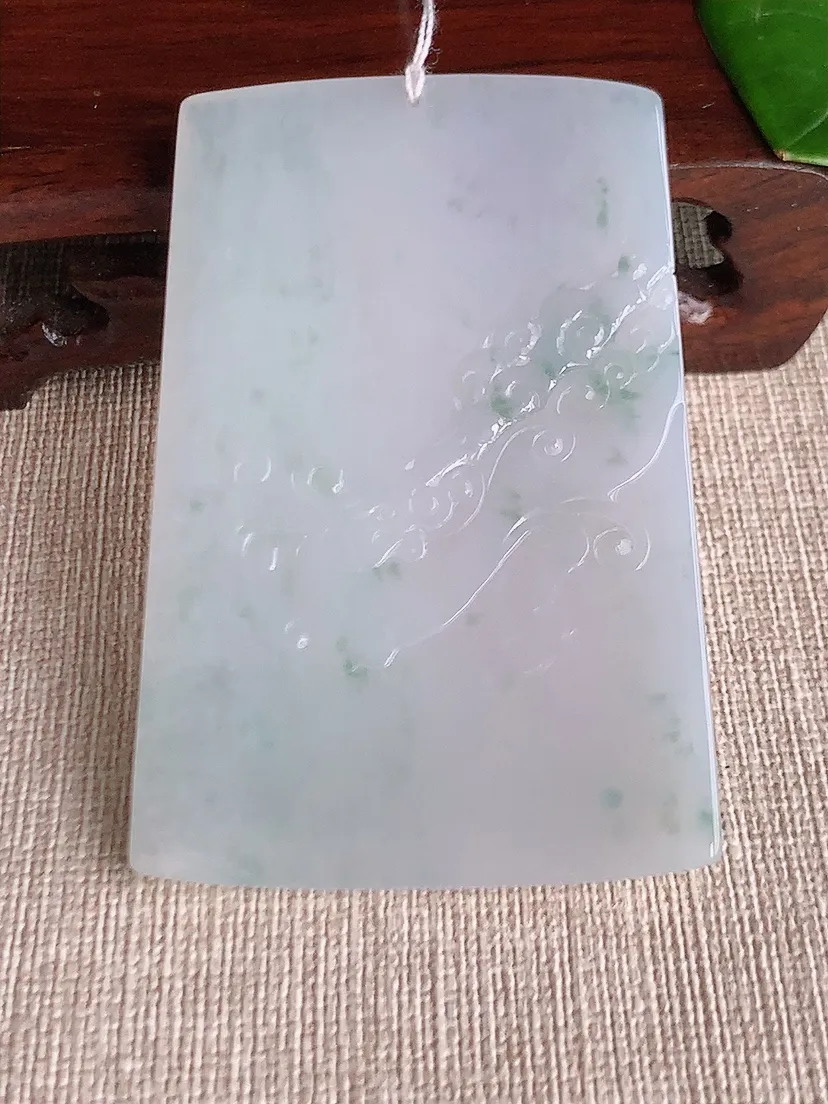 天然A货翡翠冰润飘花文殊菩萨吊坠尺寸64.5×43.5×6m量41.34g 0608