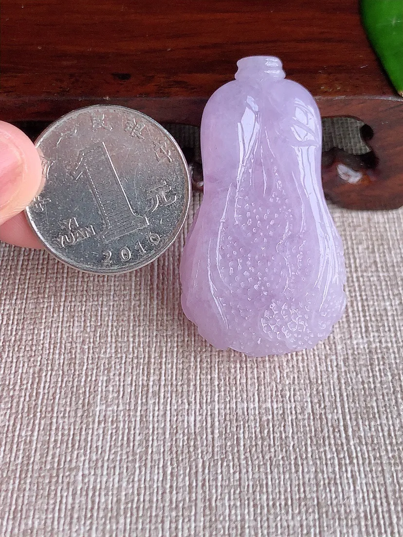 天然A货翡翠紫罗兰白菜吊坠 尺寸43.6×24.2×13.6m量25.00g 0608