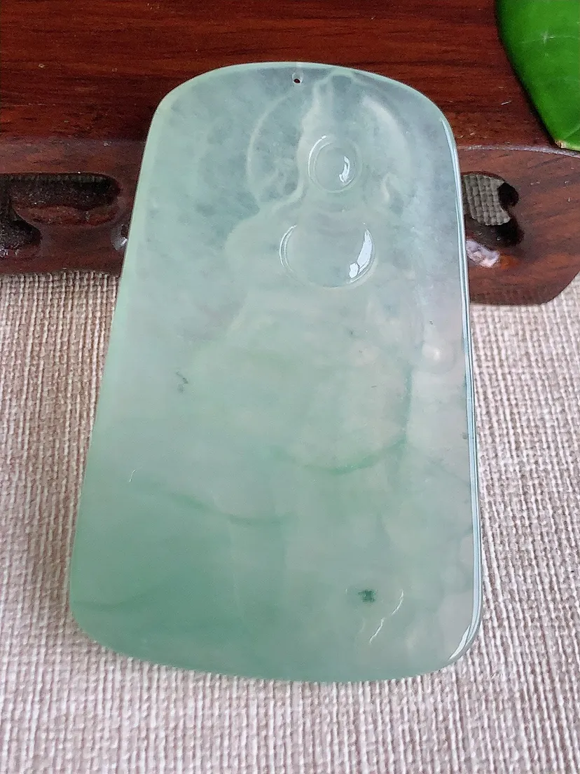 天然A货翡翠晴水普贤菩萨吊坠尺寸63.5×39.7×4.8m量28.16g 0608