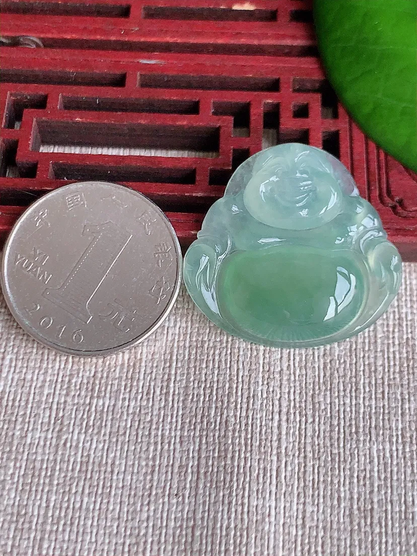 天然A货翡翠晴水佛公吊坠尺寸28.7×30×5.6m量7.59g 0608