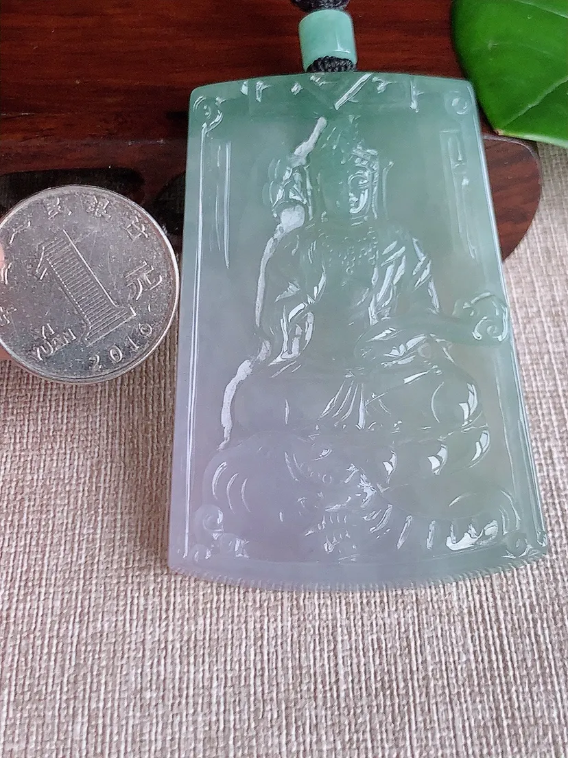 天然A货翡翠晴水普贤菩萨吊坠尺寸66.5×45.4×5.7m量47.66g 0608