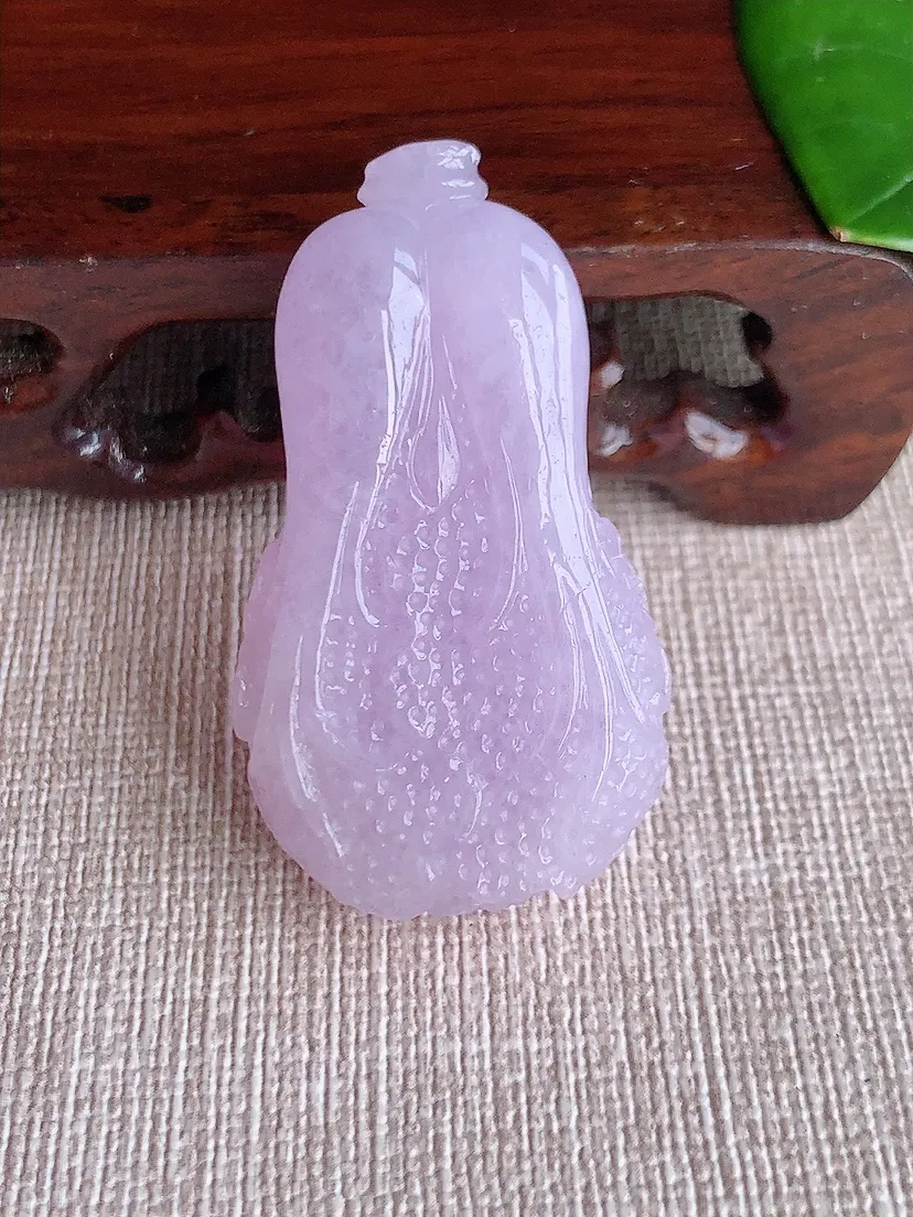 天然A货翡翠紫罗兰白菜吊坠 尺寸43.6×24.2×13.6m量25.00g 0608