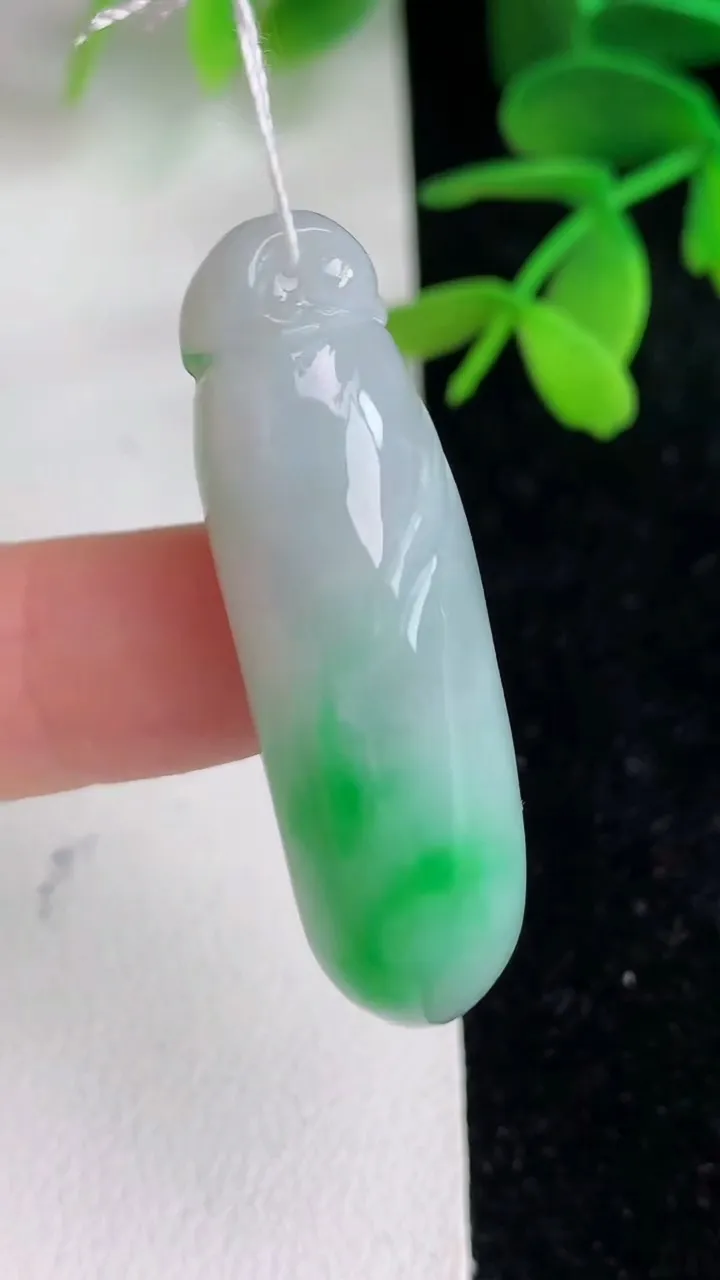 天然A货翡翠福瓜吊坠，尺寸40.8-12.4-9.3，重量:10.65g
6月10日