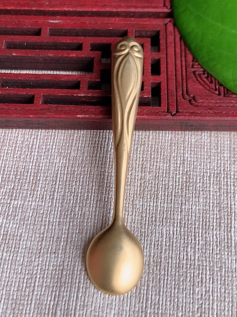 天然A货翡翠18K阳绿随形金勺子尺寸66.7×27.7×8×5.2m量7.60g 0610