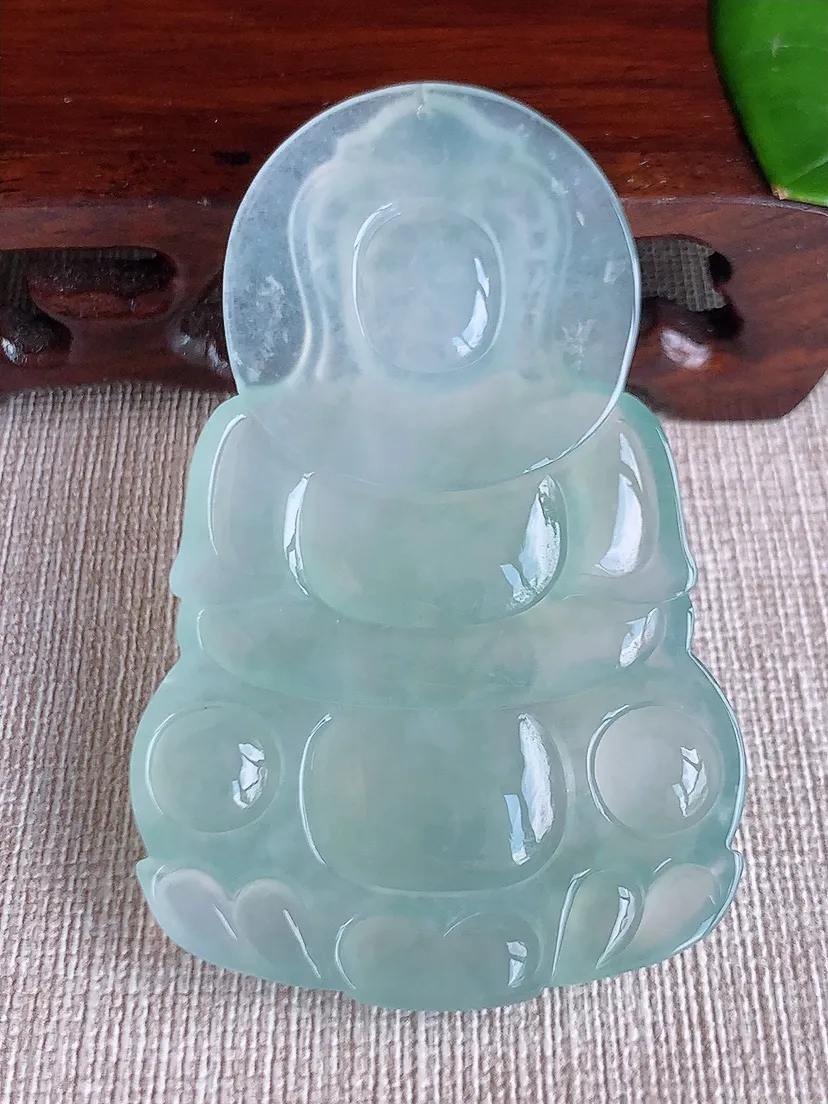 天然A货翡翠晴水大正装观音吊坠尺寸67.6×41.8×5.6m量29.26g 0611