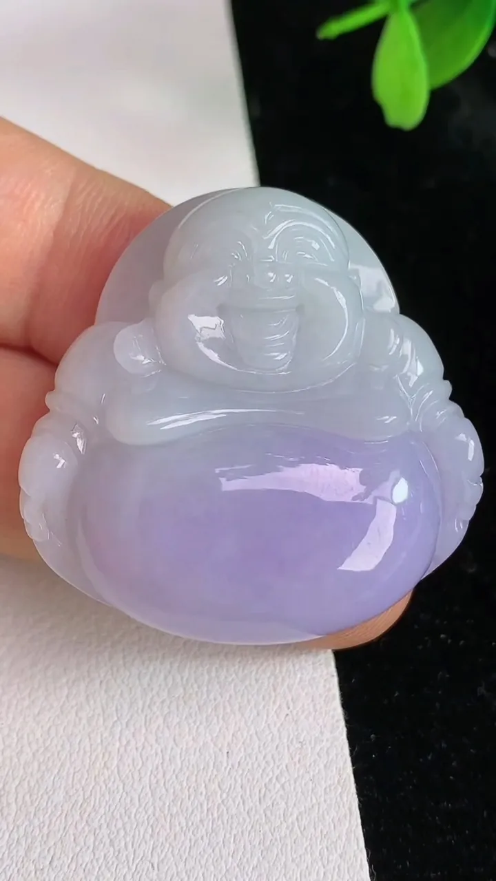 天然A货翡翠紫罗兰佛公吊坠，尺寸35.7-36.5-11.5，重量:25.14g
6月12日