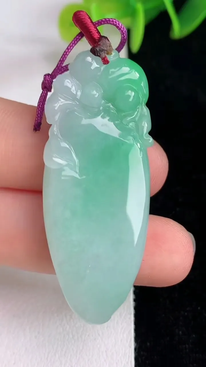 天然A货翡翠福瓜吊坠，尺寸45.6-18.6-7.4，重量:12.01g
6月13日