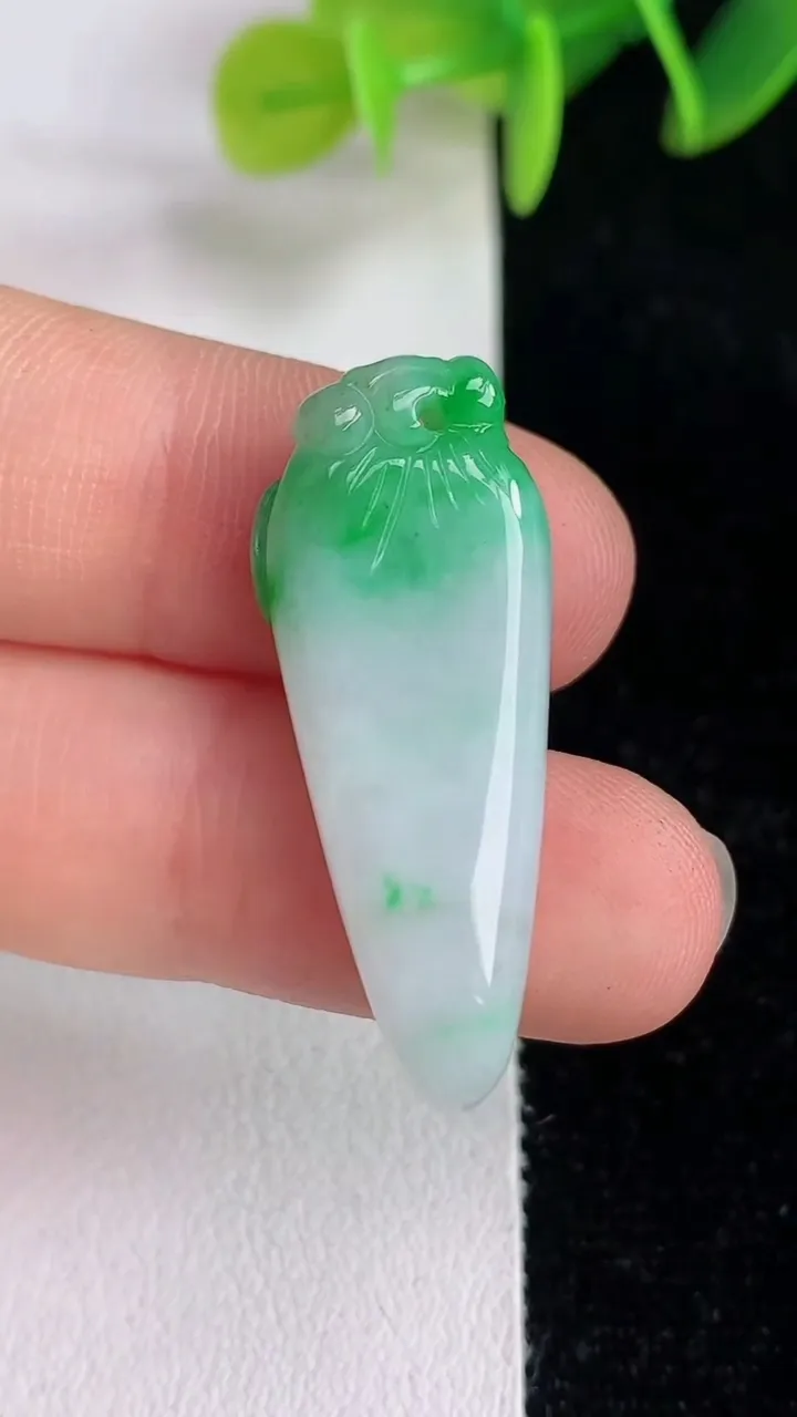 天然A货翡翠福瓜吊坠，尺寸31.4-13-6.8，重量:4.91g
6月13日