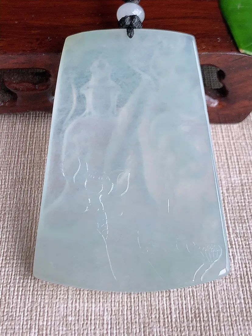 天然A货翡翠晴水文殊菩萨吊坠尺寸62.2×42.3×5.4m量36.57g 0613