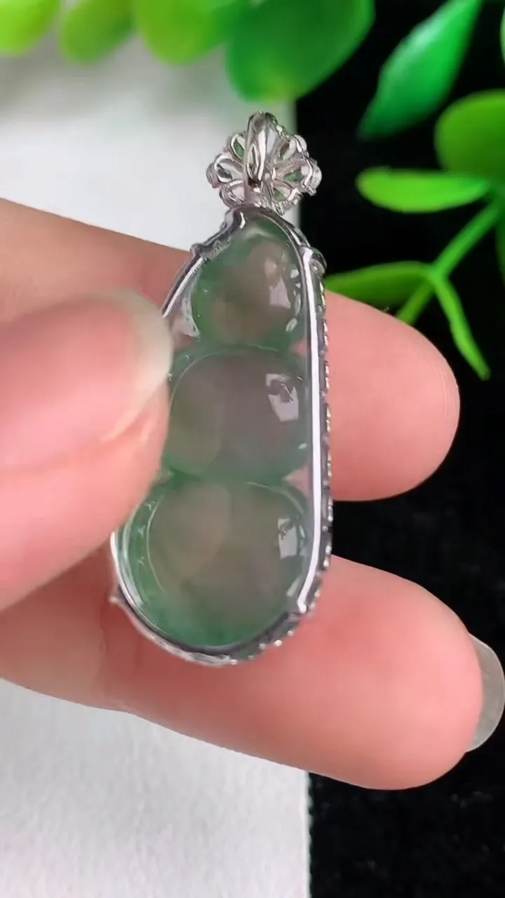 天然A货翡翠福豆吊坠，尺寸28-13.6-7.7，重量:4.07g
6月15日