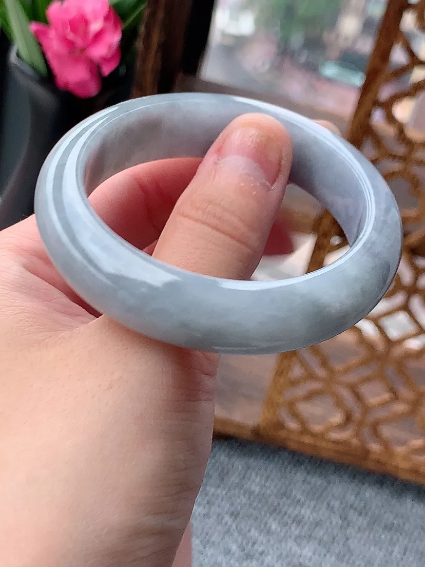 天然A货翡翠紫罗兰正装正圈手镯50-51小圈口尺寸50.5×13.2×7mm 重量54.00g 0615