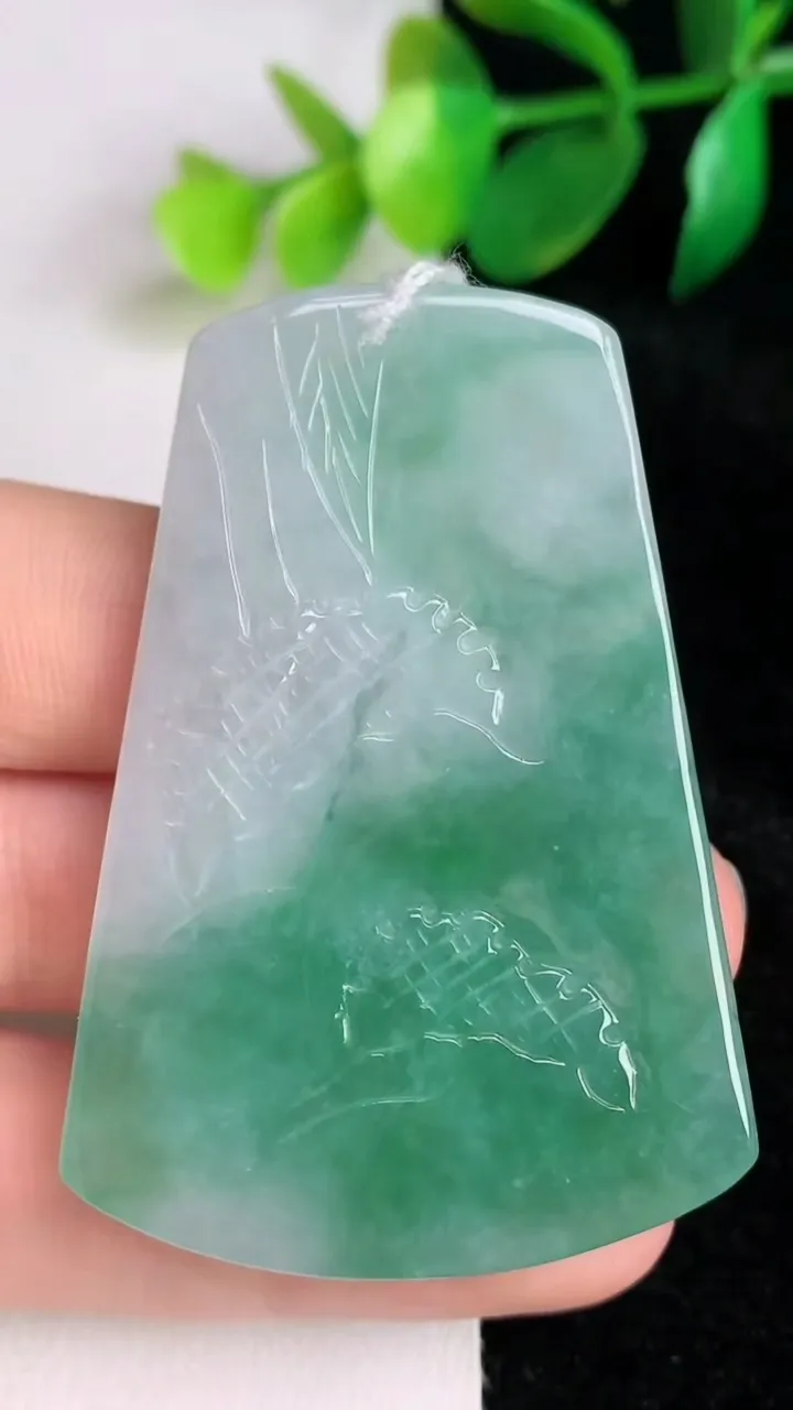 天然A货翡翠山水牌吊坠，尺寸54-38-5.4，重量:22.69g
6月17日