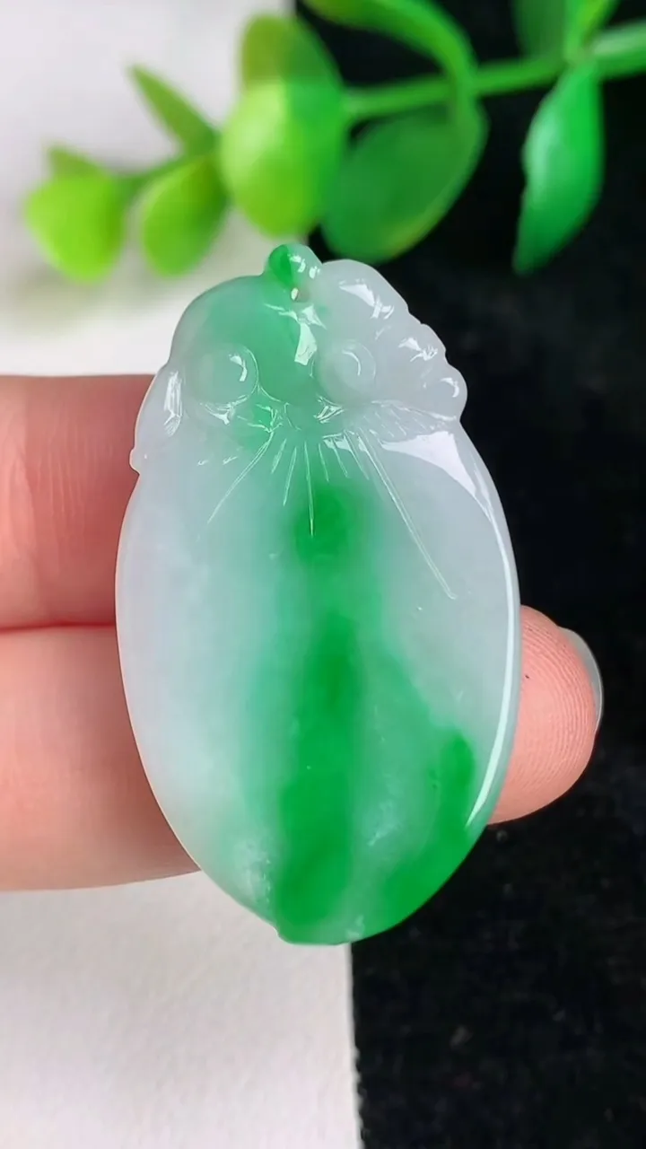 天然A货翡翠福瓜吊坠，尺寸37-21.3-5，重量:8.48g
6月17日