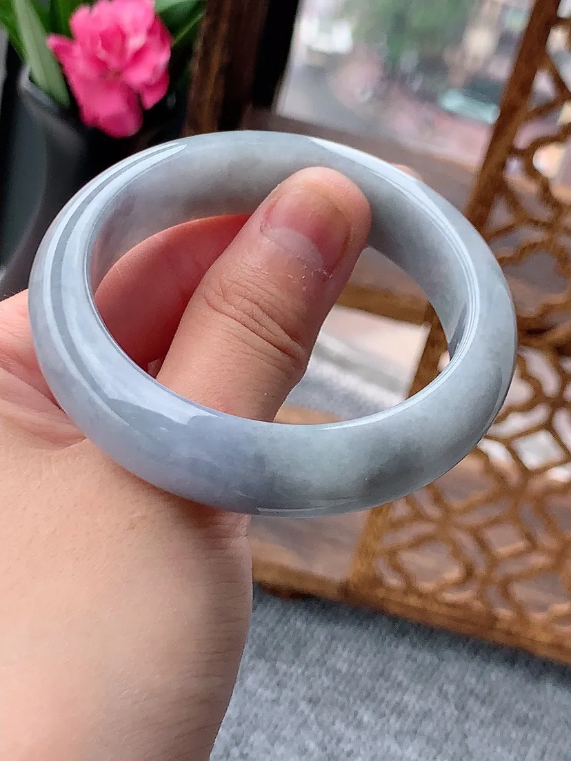 天然A货翡翠紫罗兰正装正圈手镯50-51小圈口尺寸50.5×13.2×7mm 重量54.00g 0615