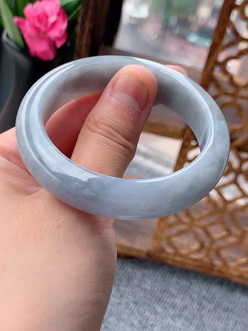 天然A货翡翠紫罗兰正装正圈手镯50-51小圈口尺寸50.5×13.2×7mm 重量54.00g 06