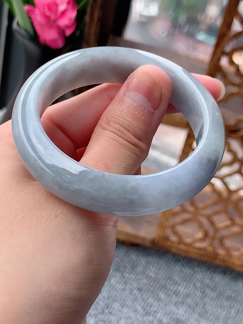 天然A货翡翠紫罗兰正装正圈手镯50-51小圈口尺寸50.5×13.2×7mm 重量54.00g 0615