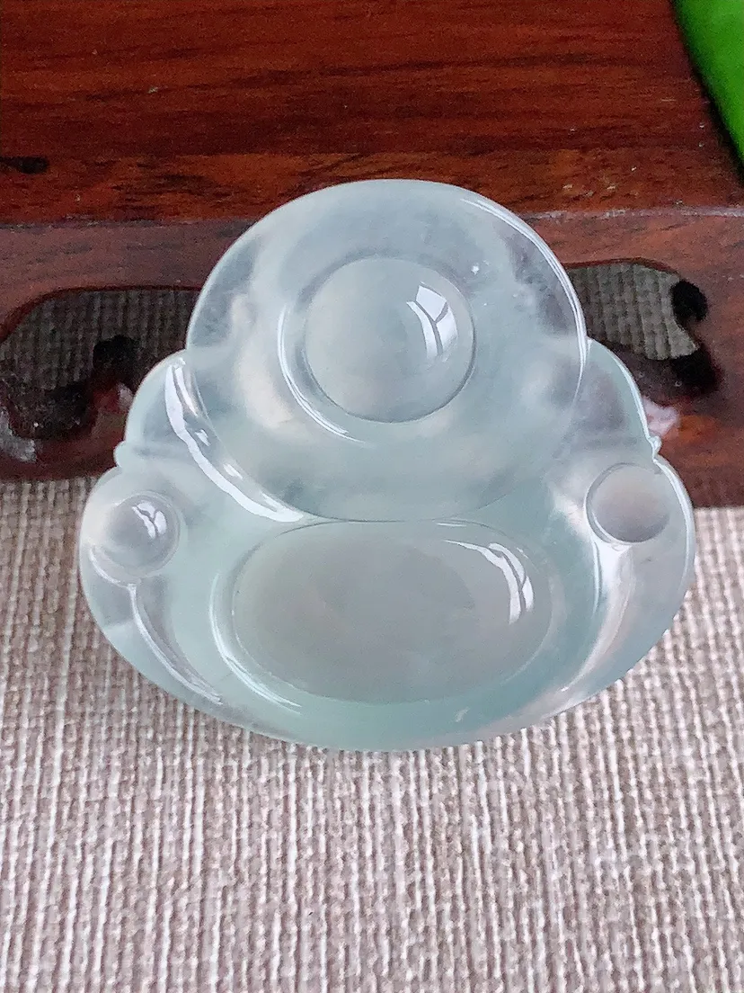 天然A货翡翠白月光佛公吊坠尺寸32×34.3×8.4m量14.68g 0617
