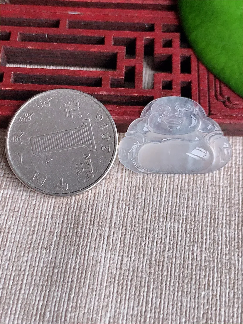 天然A货翡翠白月光一刀切佛件尺寸17.2×25.3×4.7m量3.00g 0617