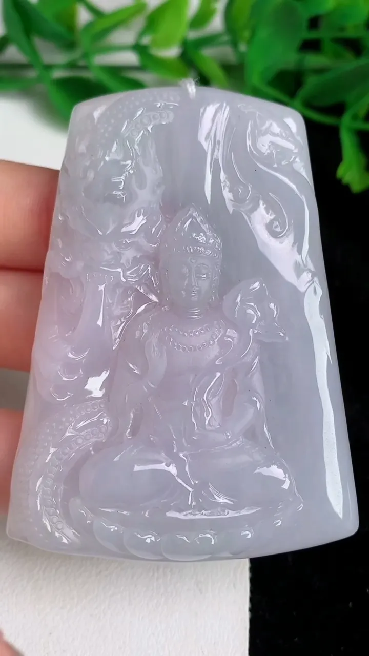 天然A货翡翠紫罗兰祥龙大势至观音菩萨吊坠，尺寸67-48.8-6，重量:42.0g
6月19日