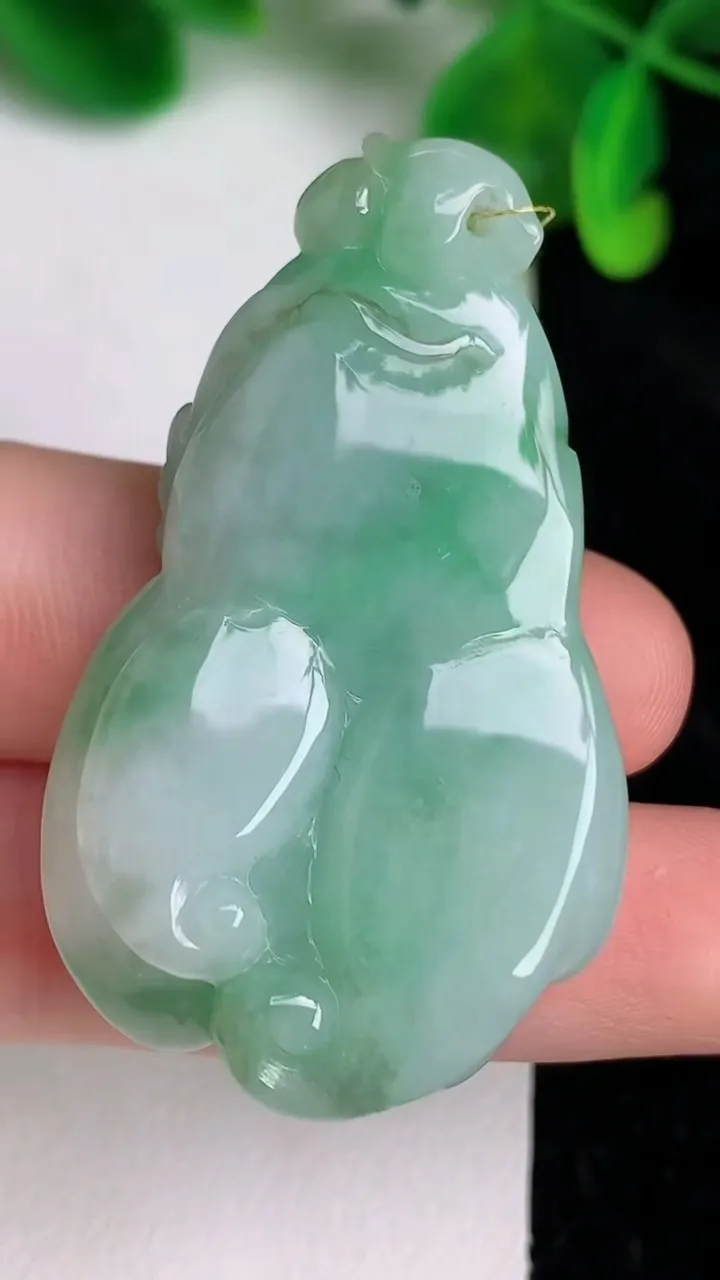 天然A货翡翠佛手瓜吊坠，尺寸47.8-28.3-11，重量:23.48g
6月20日