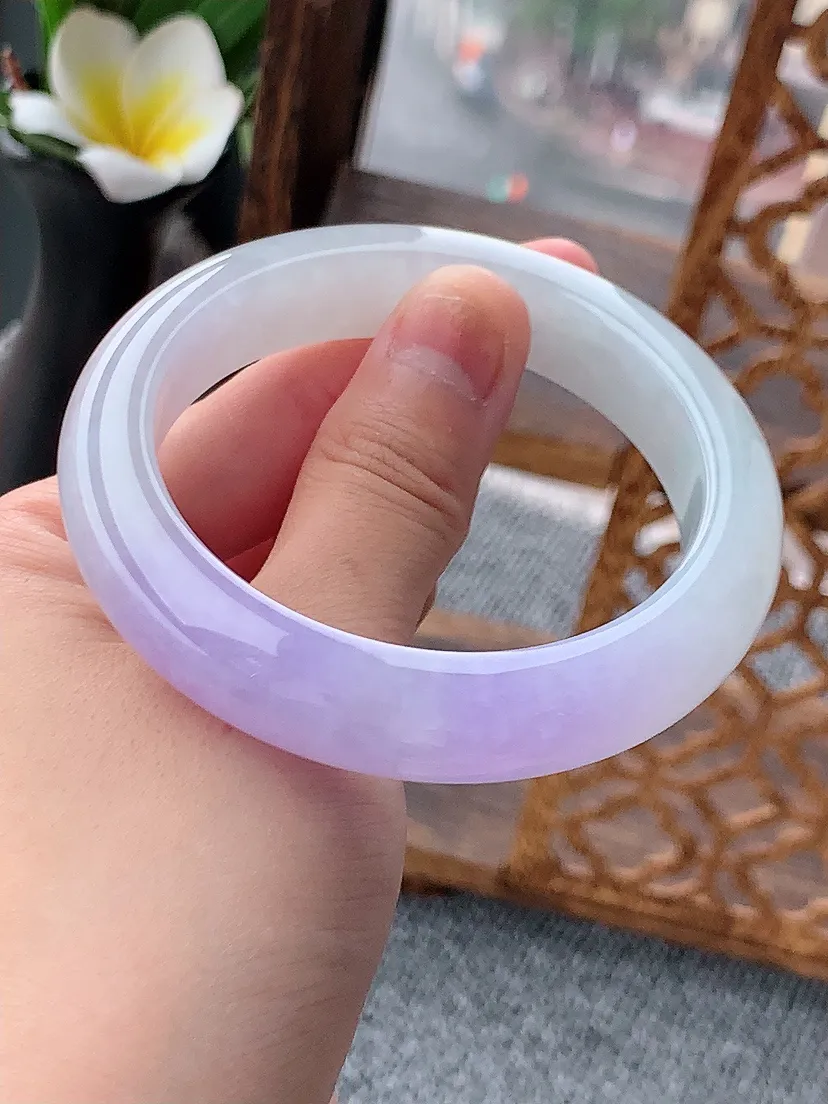 天然A货翡翠紫罗兰厚装正装正圈手镯56-57圈口 尺寸56.5×13.2×9.2mm 重量70.89g 0620