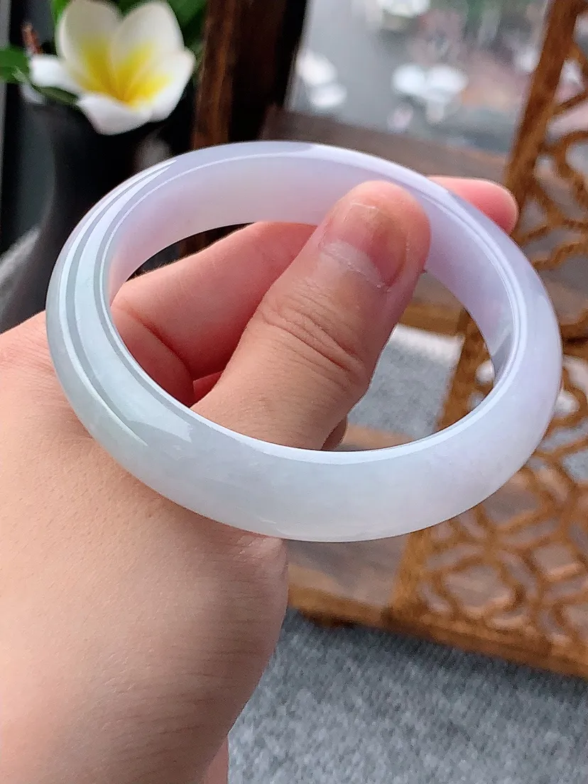 天然A货翡翠紫罗兰正装正圈手镯53-54圈口尺寸53.5×12×8mm 重量52.55g 0620