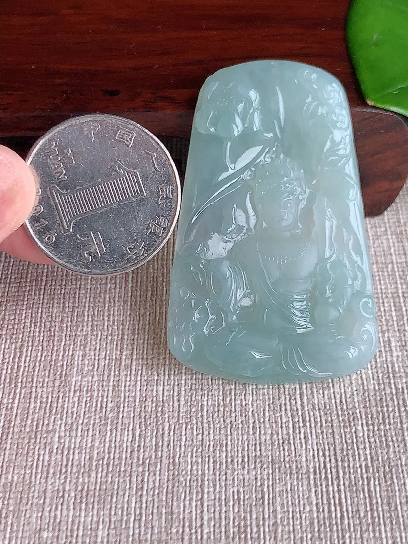 天然A货翡翠晴水不动明王吊坠尺寸51.4×32×5.5m量20.44g 0621