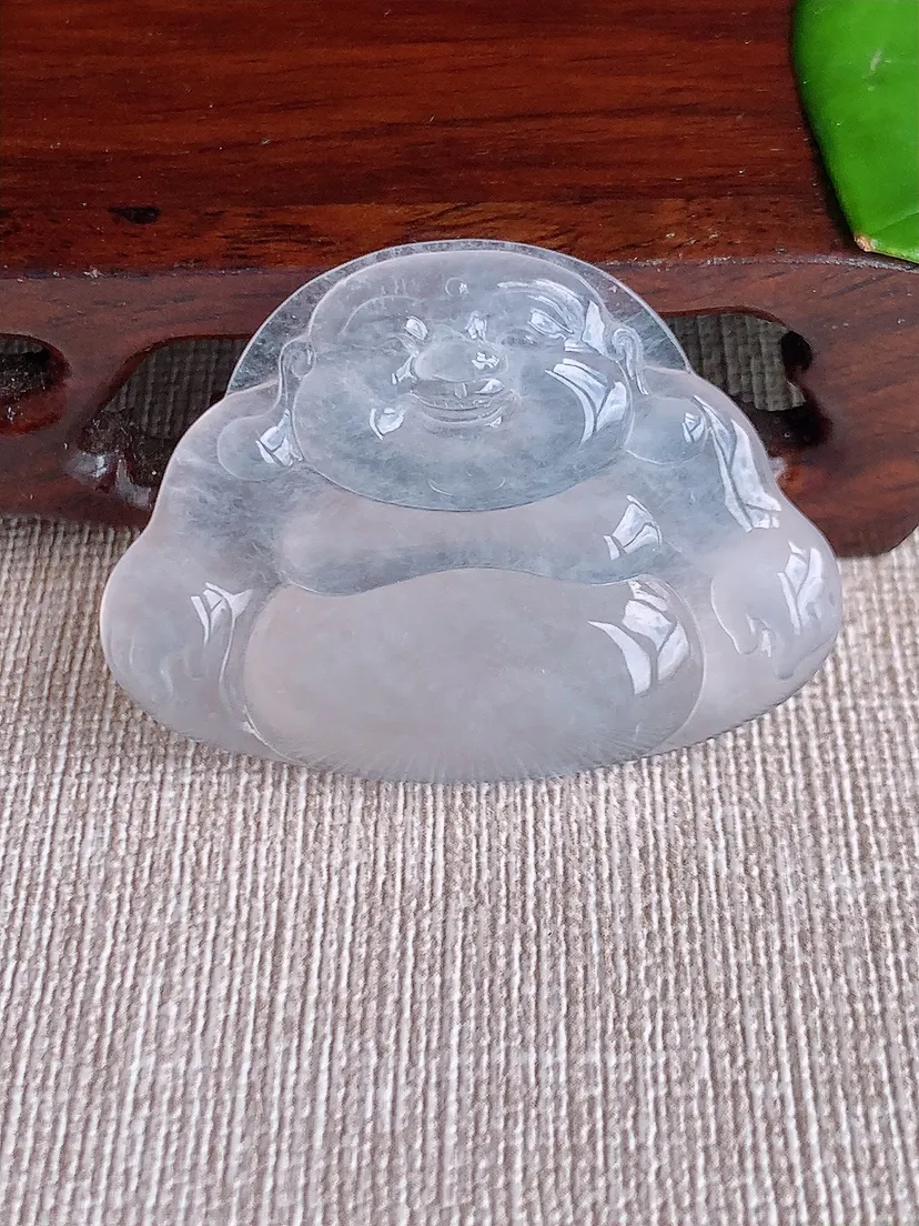 天然A货翡翠白月光一刀切大佛件尺寸31.3×43×5m量11.65g 0621