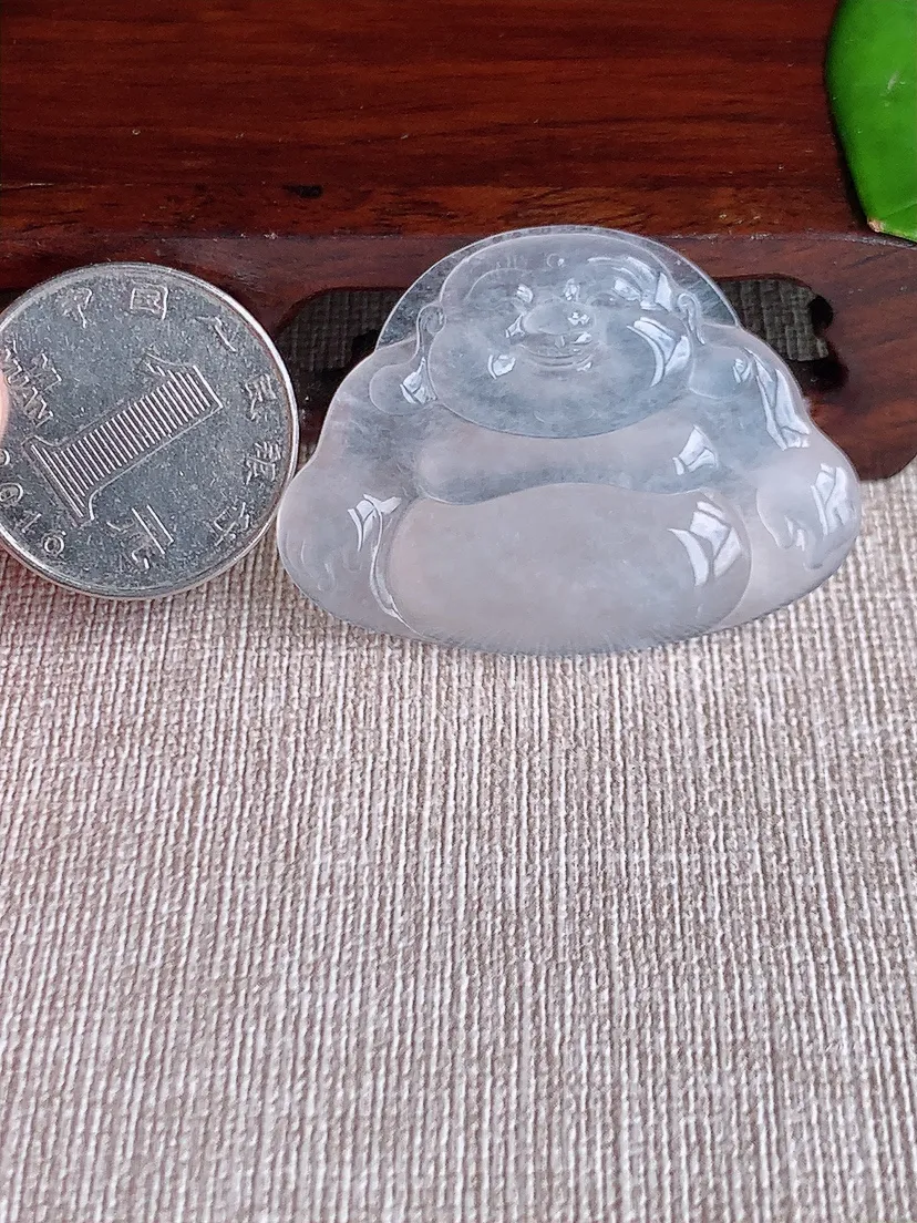 天然A货翡翠白月光一刀切大佛件尺寸31.3×43×5m量11.65g 0621